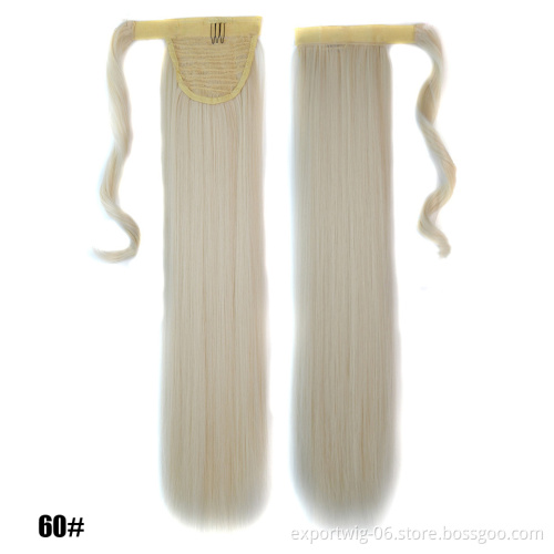 Straight Ponytail Hair Extension Clip in Hairpiece Synthetic Blonde Long Smooth Overhead PonyTail  Hair Heat Resistant Horsetail
